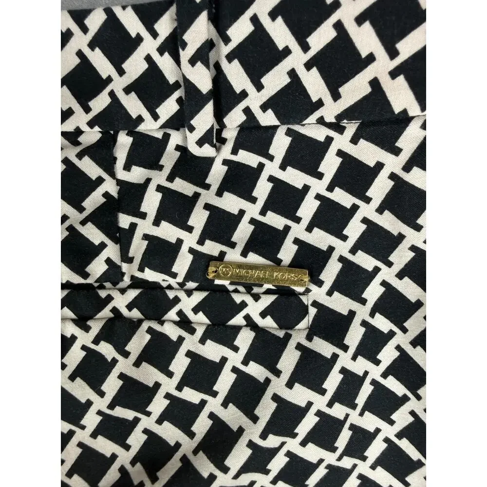 MICHAEL Michael Kors Skinny Size 6 Black Wt Geometric Stretch Career Ankle Pants